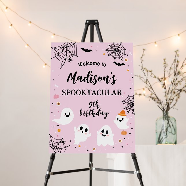 Spooky Pink Halloween Welcome Sign Foam Board (In Situ (Stand))