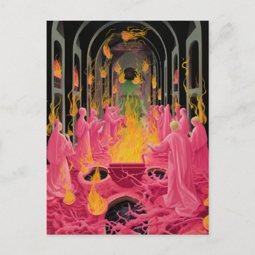 Spooky Pink Occult Ritual Postcard