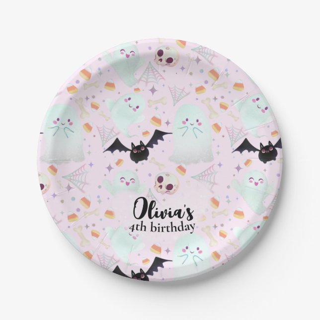 spooky pink paper plates (Front)