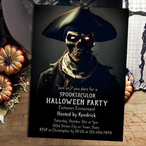 Spooky Pirate Halloween Costume Party Invitation