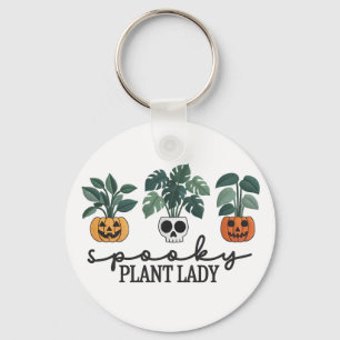 Spooky Plant Lady Halloween Monstera Design Keychain