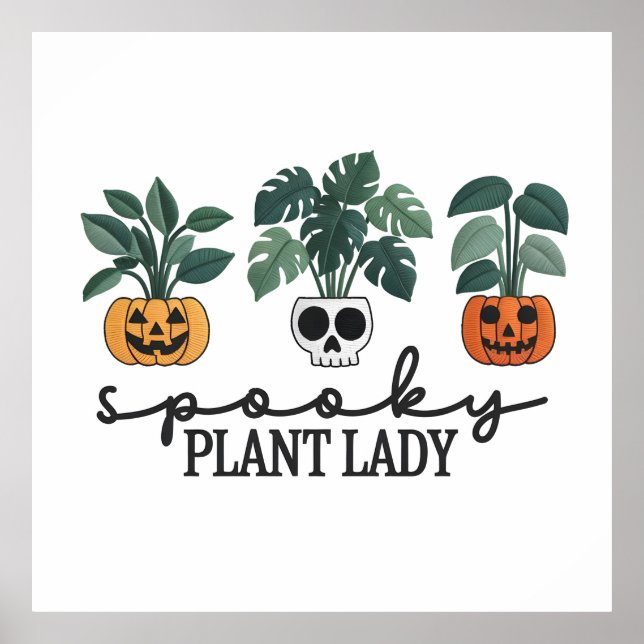 Spooky Plant Lady Halloween Monstera Design Poster (Front)