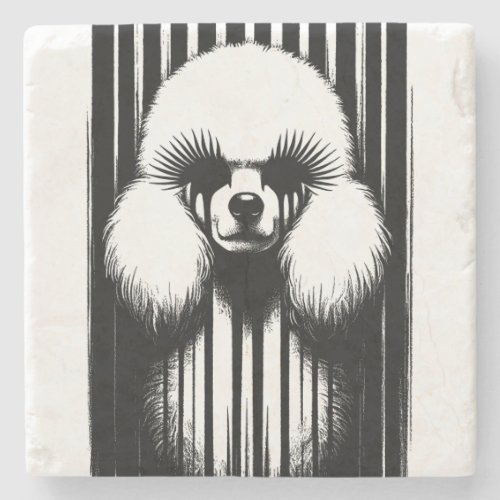 Spooky Poodle With Grunge Aesthetic Stone Coaster