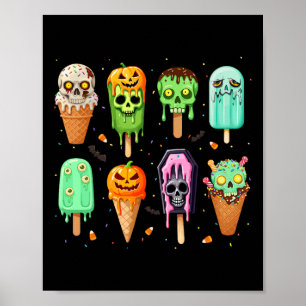 Spooky Popsicle Ice Cream Summer Party Halloween S Poster