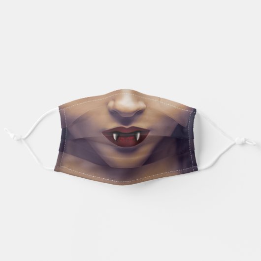 Spooky Pretty Vampire Fangs Halloween Gothic Adult Cloth Face Mask (Front, Unfolded)