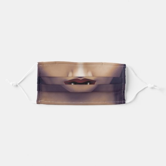 Spooky Pretty Vampire Fangs Halloween Gothic Adult Cloth Face Mask (Front, Folded)