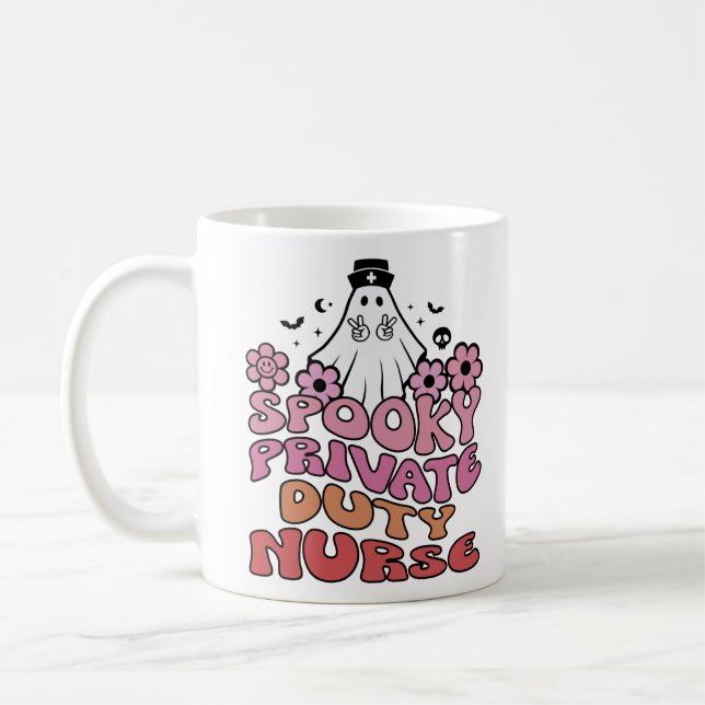 Spooky Private Duty Nurse Women and Wife Nurses Coffee Mug (Left)