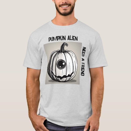 Spooky Pumpkin Alien T_Shirt _Unisex_Editable Text