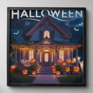 Spooky Pumpkin Art for Halloween Decor Peel And Stick Photo Tile