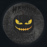 Spooky Pumpkin Black Halloween party Paper Plates<br><div class="desc">Cool Black and orange Jack O'lantern Halloween party paper plates.
Fun party supplies,  decorations and disposable accessories for costume party,  halloween,  scary,  fright,  frightening,  trick or treat,  night gathering,  bbq,  dinner,  birthday,  wedding.

Available in small and large. Change the quantity to get the cheapest bulk price.</div>