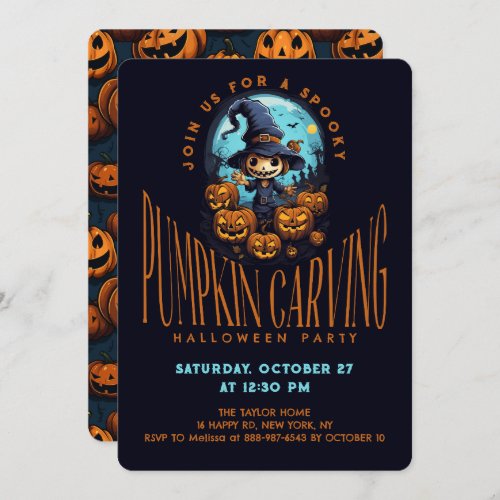 Spooky Pumpkin Carving Halloween Party  Invitation