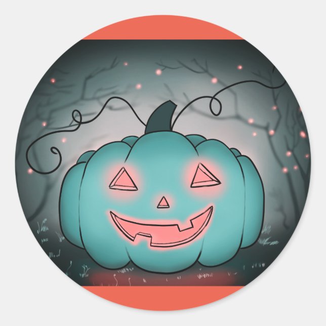 Spooky Pumpkin Classic Round Sticker (Front)