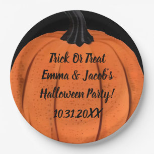 Spooky Pumpkin Design with Custom Text Options Paper Plates