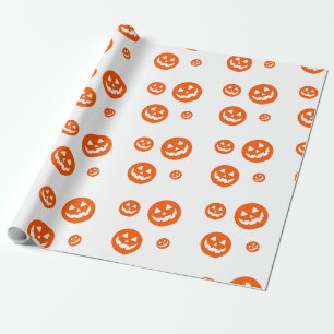 Spooky Pumpkin Face Halloween Wrapping Paper