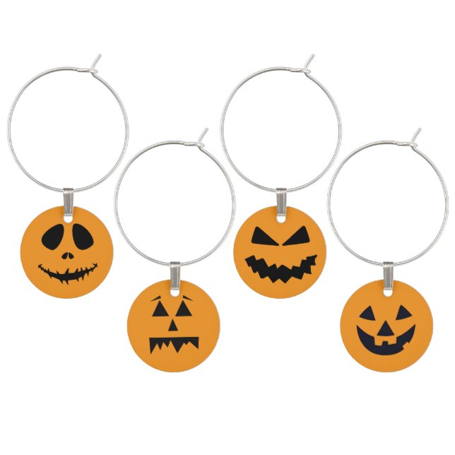 Spooky Pumpkin Face Wine Charm - Halloween Party! (Staggered)