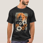 Spooky Pumpkin Flower Scary Ghost Happy Halloween  T-Shirt