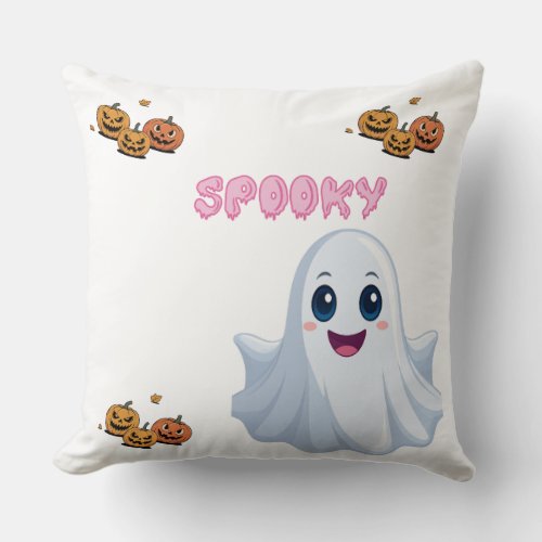 Spooky Pumpkin & Friendly Ghost Accent Cushion