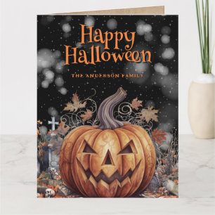 Spooky Pumpkin Ghost Happy Halloween Card