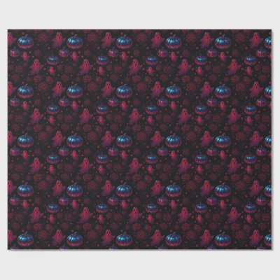 Spooky Pumpkin Ghost Pattern Wrapping Paper