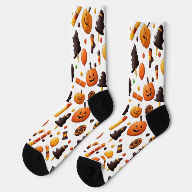 Spooky Pumpkin Glow Crew Socks (Left)