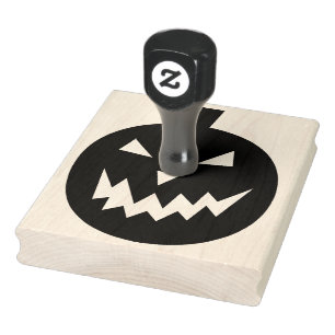 Spooky Pumpkin Halloween 4" x 5" Rubber Stamp