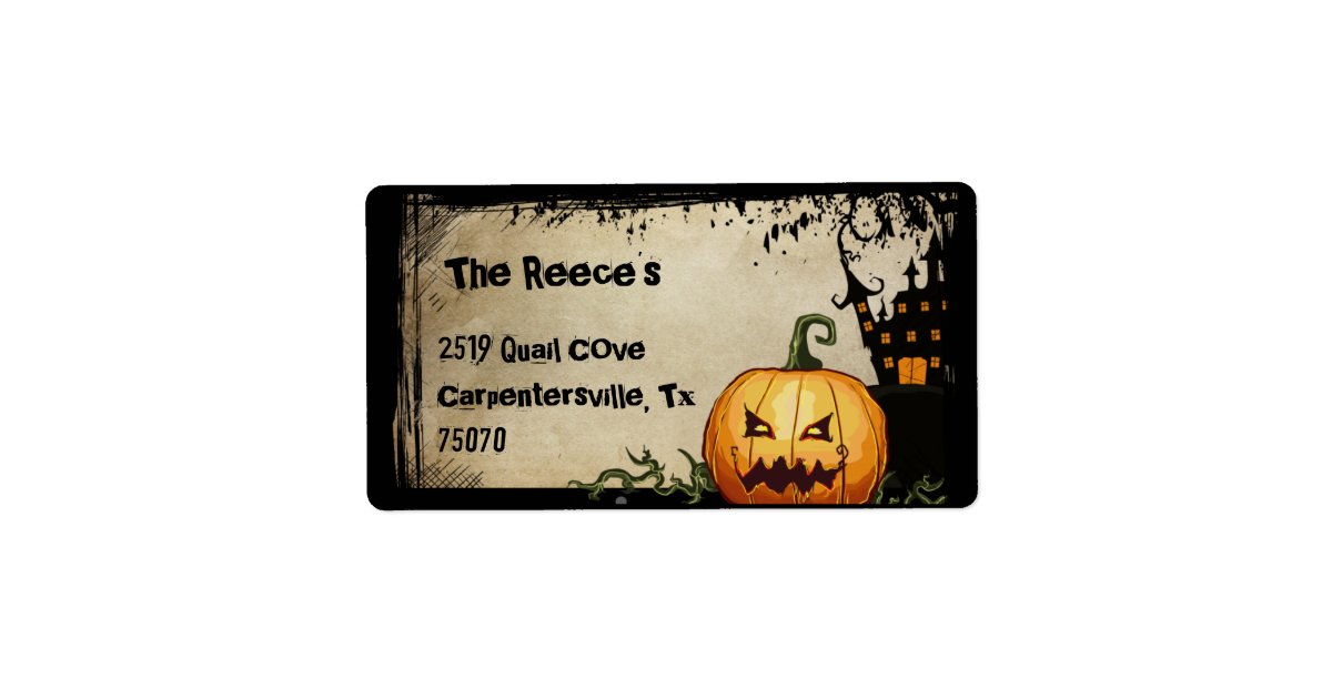 Spooky Pumpkin Halloween Address Labels | Zazzle