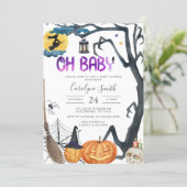 Spooky Pumpkin Halloween Baby Shower Invitation (Standing Front)