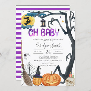 Spooky Pumpkin Halloween Baby Shower Invitation