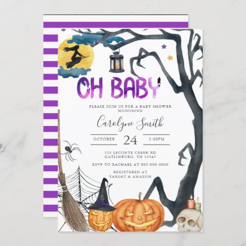 Spooky Pumpkin Halloween Baby Shower Invitation