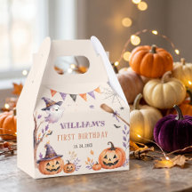 Spooky Pumpkin Halloween Birthday Favor Boxes