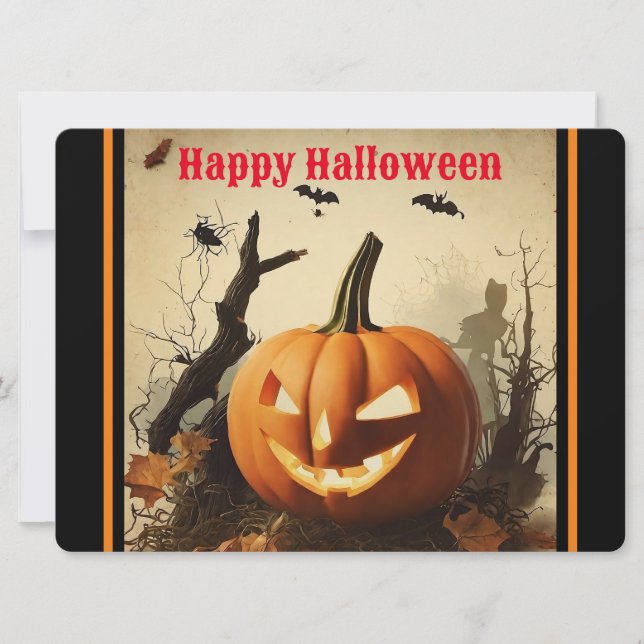 Spooky Pumpkin Halloween Collection Holiday Card (Front)