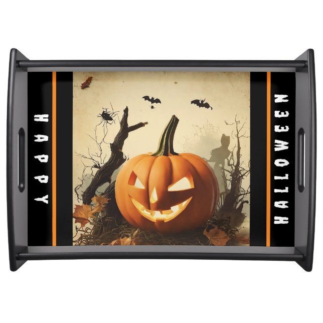 Spooky Pumpkin Halloween Collection Serving Tray (Front)