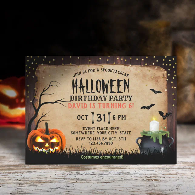 Spooky Pumpkin Halloween Costume Birthday Party Invitation | Zazzle