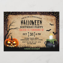 Spooky Pumpkin Halloween Costume Birthday Party Invitation
