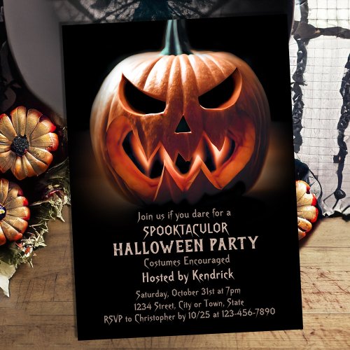 Spooky Pumpkin Halloween Costume Party Invitation