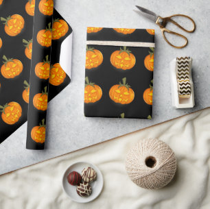 Spooky Pumpkin Halloween Gift Wrap Paper