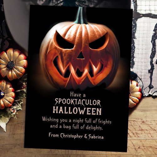 Spooky Pumpkin Halloween Greeting Holiday Card