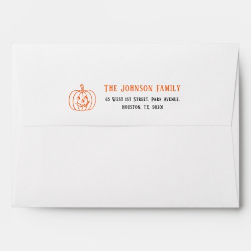 Spooky Pumpkin Halloween Invitation Return Address Envelope