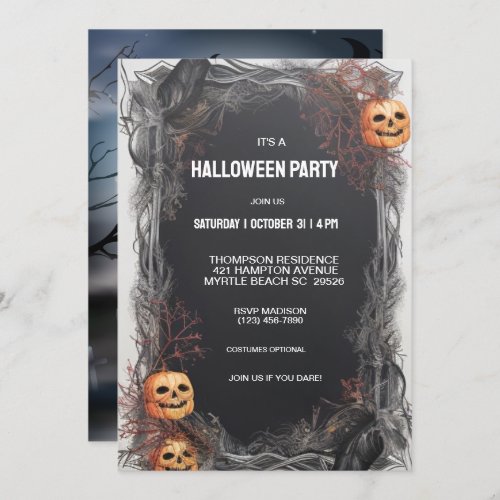 Spooky Pumpkin Halloween Party   Invitation