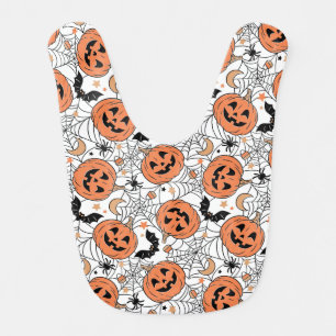 Spooky Pumpkin Halloween Pattern Baby Bib