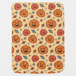 Spooky Pumpkin Halloween Pattern Baby Blanket