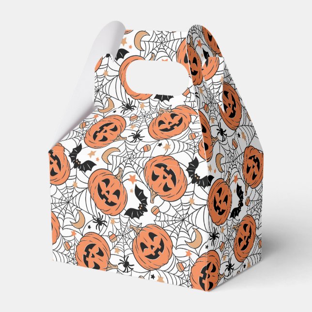 Spooky Pumpkin Halloween Pattern Favor Boxes (Front Side)