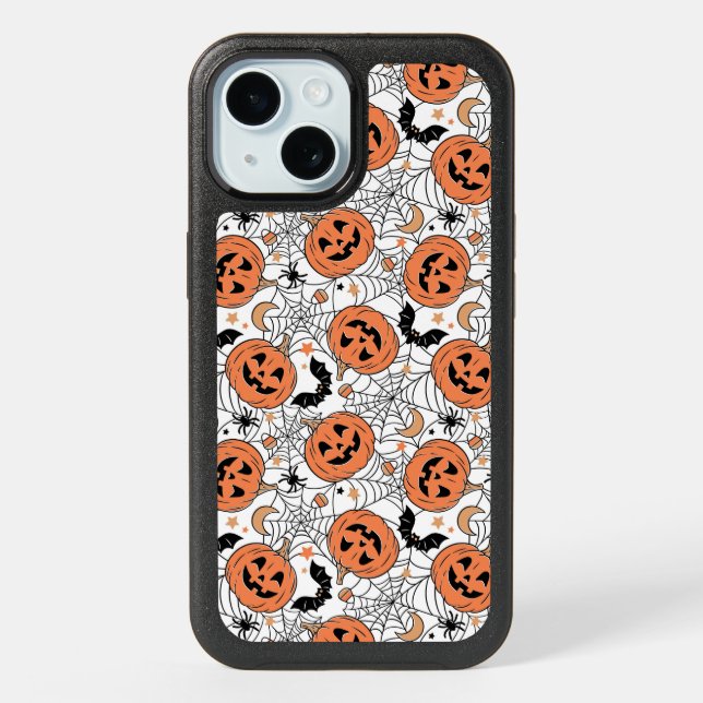 Spooky Pumpkin Halloween Pattern iPhone 15 Case (Back)