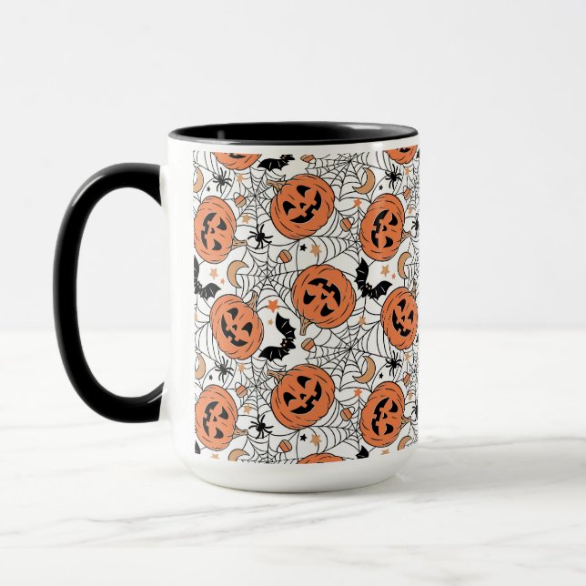 Spooky Pumpkin Halloween Pattern Mug (Left)