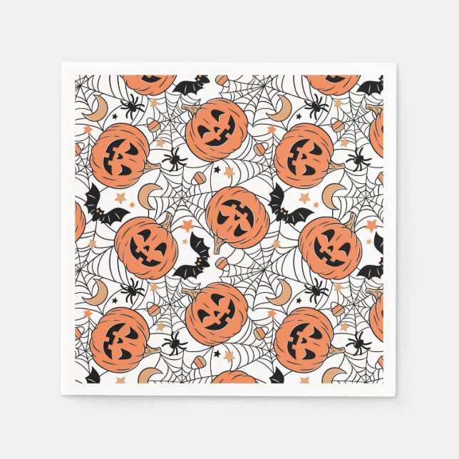 Spooky Pumpkin Halloween Pattern Napkins (Front)