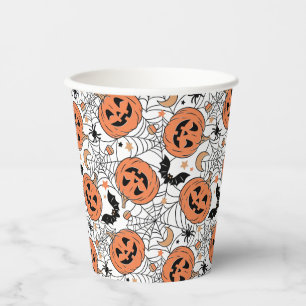 Spooky Pumpkin Halloween Pattern Paper Cups