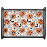 Spooky Pumpkin Halloween Pattern Serving Tray