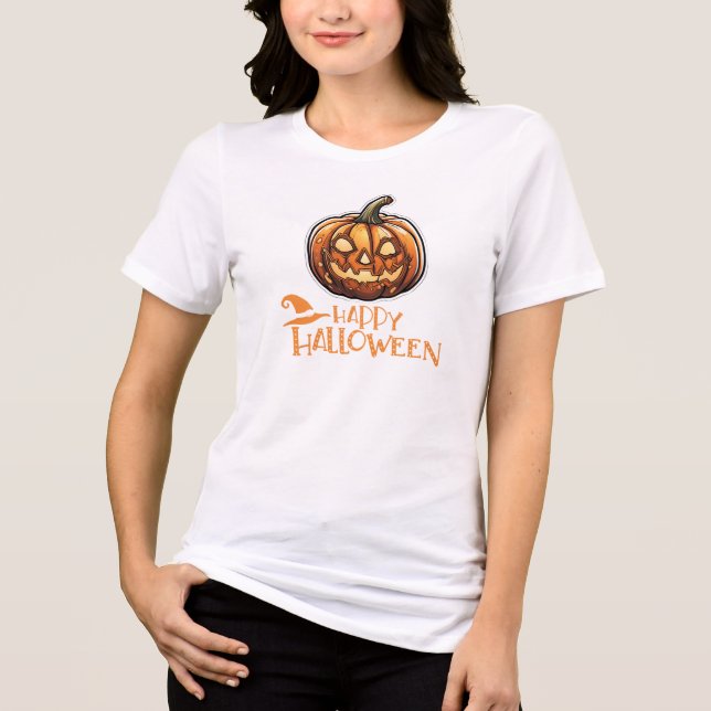 Spooky Pumpkin,Halloween Vibe Tri-Blend Shirt (Front)