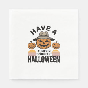 Spooky Pumpkin Halloween Vintage Engraving Shirt D Napkins