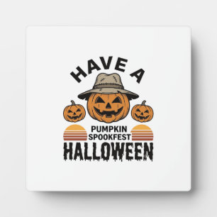 Spooky Pumpkin Halloween Vintage Engraving Shirt D Plaque
